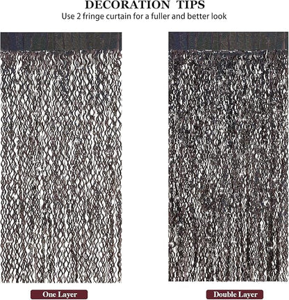 Black Foil Curtain Backdrop, CYLMFC 3 Pack 3.3 ft x 6.6 ft Sparkle Metallic Foil Curtains for Photo Booth Props Decoration,Graduation,Fiesta,Halloween Party Decor