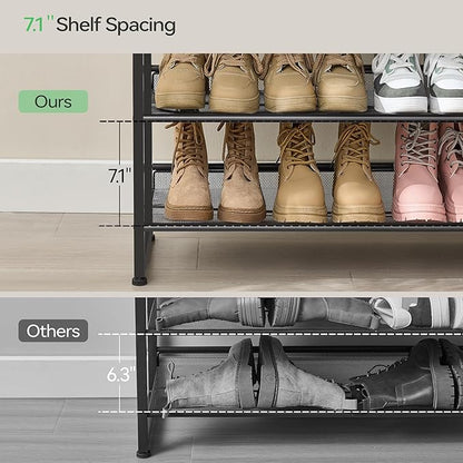 Shoe Rack,8 Tier Metal Shoe Organizer,Max Holds 40 Pairs,Heavy Duty Shoes Shelf for Garage, Entryway, Closet,Black