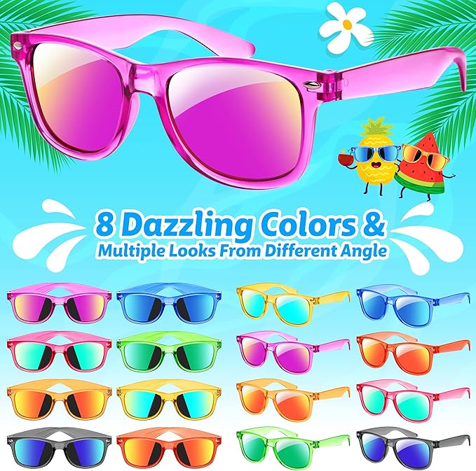 GIFTINBOX 16 Pack Kids Sunglasses, Great Gifts Party Favors For Kids 3-8, Translucent Sunglasses with UV400 Protection, Beach Pool Birthday Party Supplies
