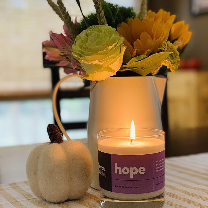Hope, Inspirational 8oz Highly Scented Candle, Soy, Made in USA, Great Message, Pure Essential Oils, Perfect Gift, Aromatherapy, 100% Pure, Vanilla and Sandalwood