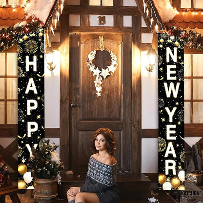 KatchOn, XtraLarge Happy New Year Banner - 72x12 Inch | Porch Banner for New Years Eve Party Supplies 2026, Nye Decorations 2026 | Happy New Years Decorations 2026 | Nye Decor 2026