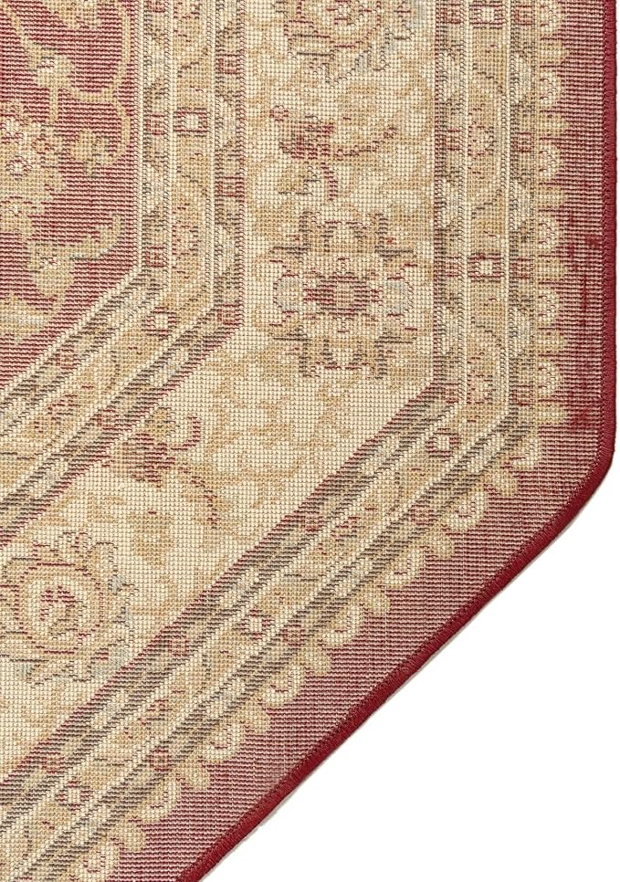 Rugs.com Aditi Collection Rug – 5' 3 Octagon Red Low Rug Perfect for Living Rooms, Kitchens, Entryways