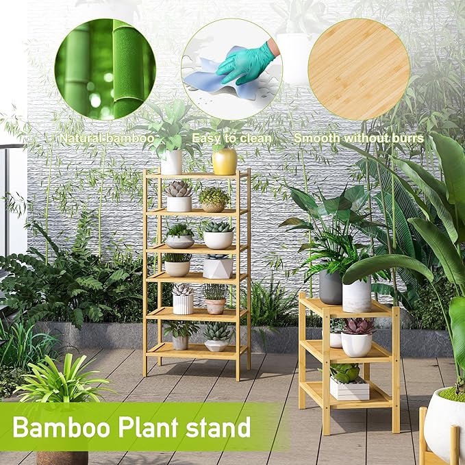 BMOSU 6-Tier Bamboo Small Shoe Rack Premium Stackable Shoe Shelf Storage Organizer for Hallway Closet Living Room Entryway Organizer(Natural)