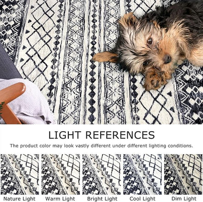 KUTA Moroccan Kitchen Rugs 3x8, Non-Slip Vintage Black Navy Blue Boho Hallway Runner Rug Ultra Soft Print Geometric Floor Carpet Runners for Bedroom Laundry Living Room