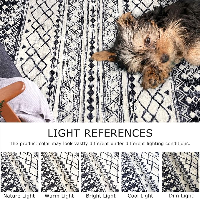 KUTA Moroccan Washable Runner Rugs 2x5, Non-Slip Vintage Black Navy Blue Boho Hallway Kitchen Rugs Ultra Soft Geometric Floor Carpet Runners for Bedroom Laundry Living Room