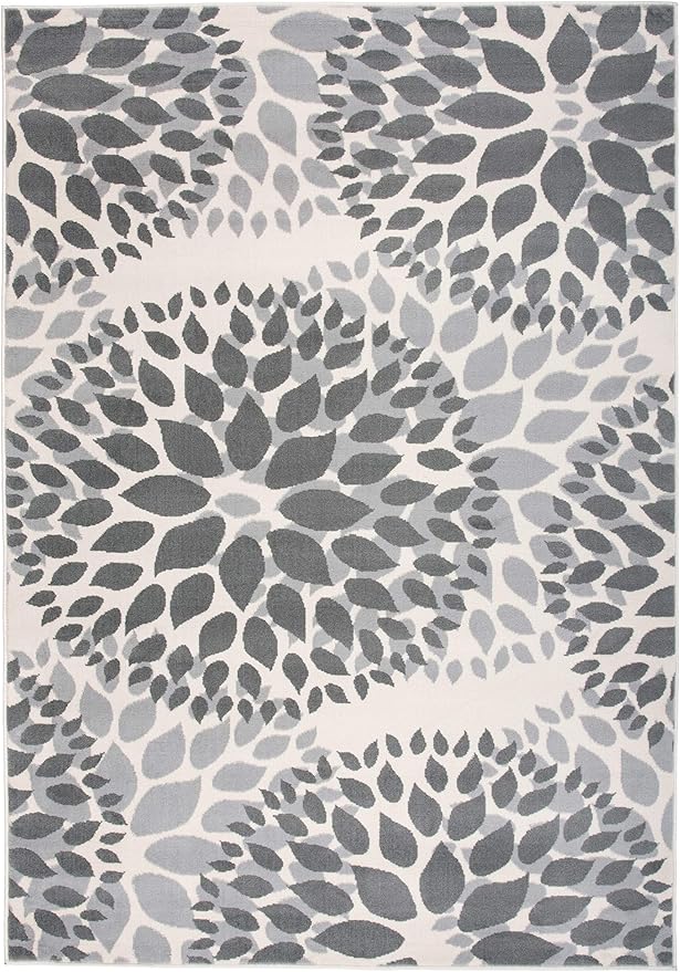 Rugshop Modern Floral Circles Design for Living Room,Bedroom,Home Office,Kitchen Non Shedding Area Rug 10' x 14' Gray