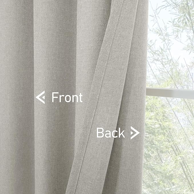 LAMIT Linen Curtains for Bedroom 45 inch Length 2 Panels, Linen Textured Light Filtering Curtain Panels Privacy Grommet Light Filtering Window Drapes for Boys Room, 2 Panels, W42 x L45, Light Grey