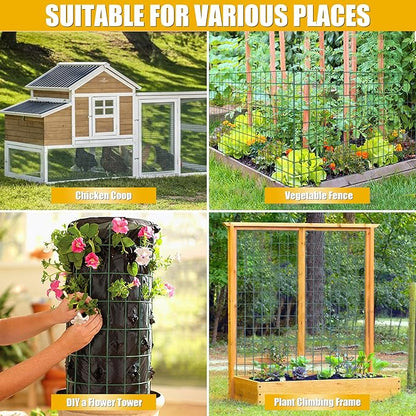 Green PVC Coated Welded Wire Fencing, 48in High x 100ft Long, 2 inch x 3 inch 16GA 2/3/4/5/6 Ft Tall Welded Wire Fence Rolls, Green Metal Garden Fence Wire Roll Garden Fencing for Yard