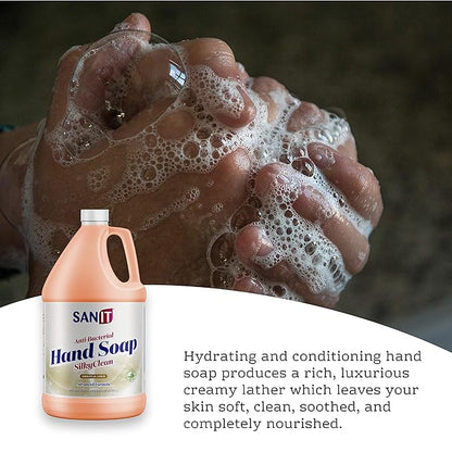 Sanit Silky Clean Antibacterial Liquid Gel Hand Soap Refill - Advanced Formula with Coconut Oil and Aloe Vera - All Natural Moisturizing Hand Wash - Made in USA, Original Gold, 1 Gallon