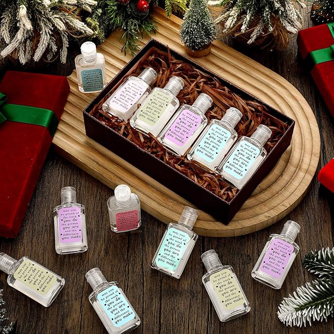30 Pcs Thank You Gifts for Coworker Mini Hand Sanitize Gel Bulk Scent Hand Sanitizer Travel Size Inspirational Appreciation Gifts for Christmas Party Supplies Friends Teacher Employee