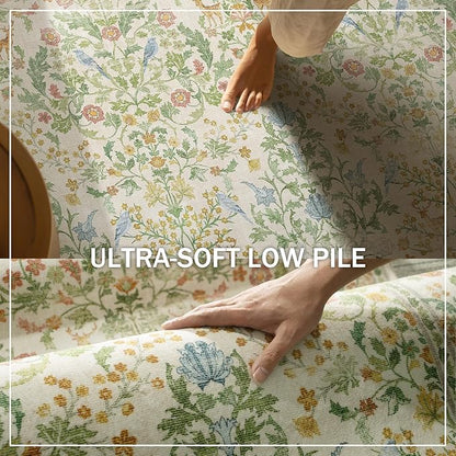 Washable Area Rugs for Living Room: 6x9 Bedroom Rug Stain Resistant Non Slip Low Pile Lightweight Soft Carpets for Dining Room Kitchen Nursery Kids Room Farmhouse Living Room Indoor