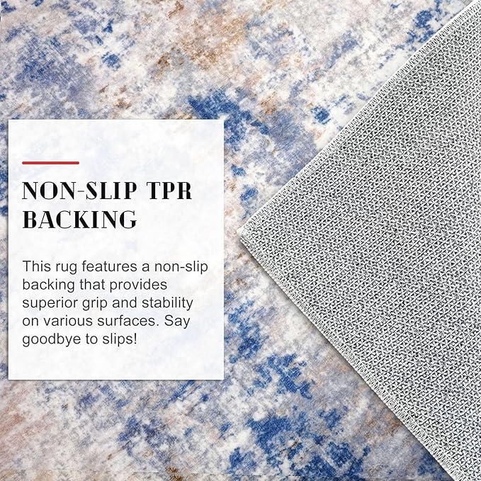 Modern Abstract Entryway Rug Indoor 2x3 Washable Non-Slip Soft Grey Blue Orange Colorful Small Area Rug Kitchen Mat Thin Print Faux Wool Floor Carpet for Entrance Bedroom Office