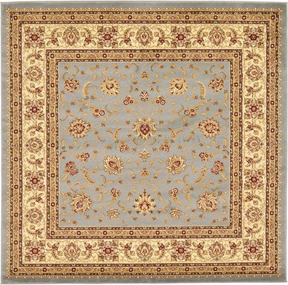 Rugs.com Aditi Collection Rug – 7' 10 Square Light Blue Low Rug Perfect for Living Rooms, Kitchens, Entryways