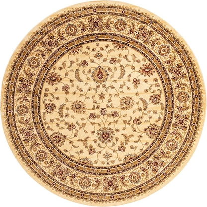 Rugs.com Aditi Collection Rug – 7' 10 Round Cream Low Rug Perfect for Kitchens, Dining Rooms