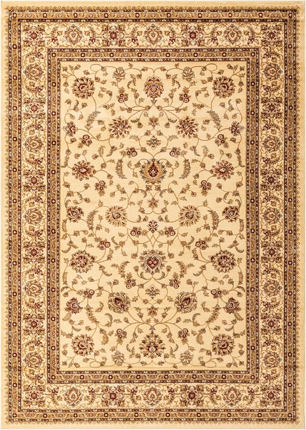 Rugs.com Aditi Collection Rug – 7' 10 x 11' Cream Low Rug Perfect for Living Rooms, Large Dining Rooms, Open Floorplans