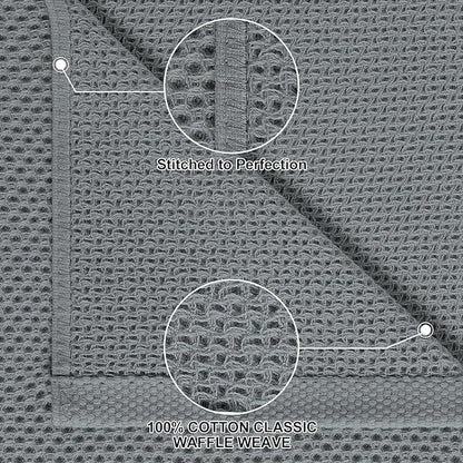 Homaxy 100% Cotton Kitchen Towels and Dishcloths Set, 12 x 12 Inches and 13 x 28 Inches, Set of 12 Bulk Kitchen Towels Set, Ultra Soft Absorbent Dish Cloths for Washing Dishes, Grey