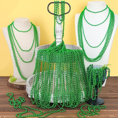 St Patricks Day Necklaces, 240PCS Green Beads Necklaces Decorations, 33" Saint Patricks Day Mardi Gras Xmas Necklace Party Favor, Green Mardi Gras Beads Bulk for Wedding Birthday Holiday Parade Throw