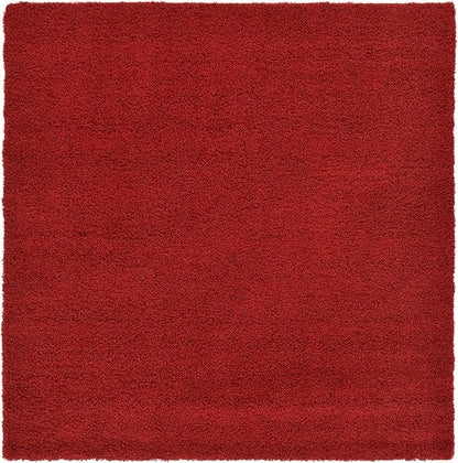 Unique Loom Solid Shag Collection Area Rug (8' Square, Cherry Red)