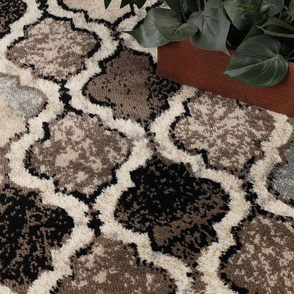 Superior Indoor Large Area Rug, Jute Backed, Perfect for Living/ Dining Room, Bedroom, Office, Kitchen, Entryway, Modern Geometric Trellis Floor Decor, Viking Collection, 6' x 9', Ivory