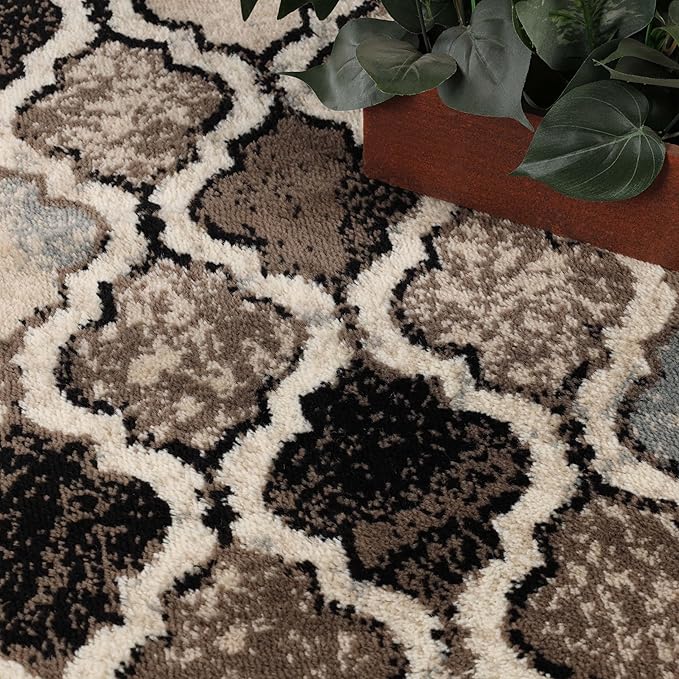 Superior Indoor Area Runner, Jute Backed, Perfect for Hallway, Living/Dining Room, Bedroom, Office, Kitchen, Entryway, Modern Geometric Trellis Floor Decor, Viking Collection, 2' 7" x 10', Ivory