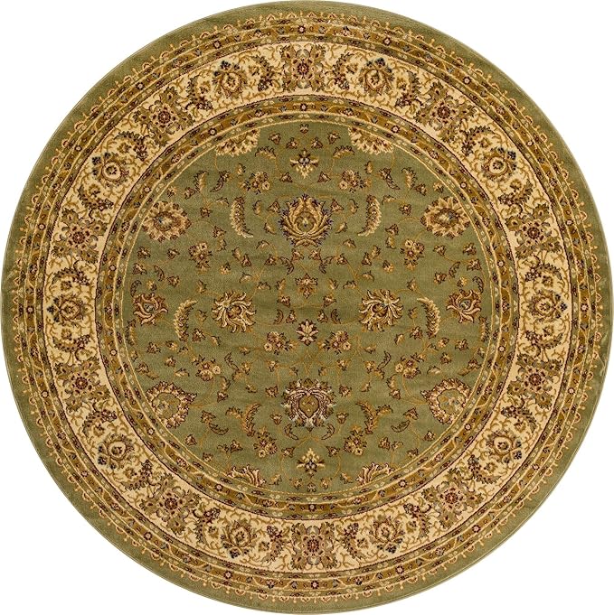 Rugs.com Aditi Collection Rug – 7' 10 Round Green Low Rug Perfect for Kitchens, Dining Rooms