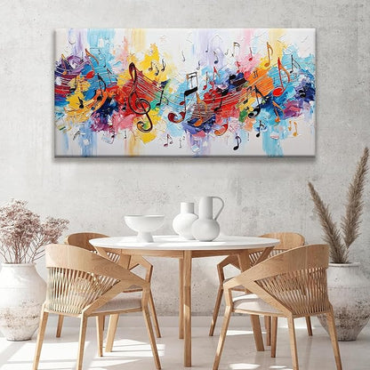 Suconvng Abstract Wall Art For Living Room Colorful Musical Note Canvas Art Wall Decor Large Wall Art Print Abstract Art Painting Print For Home Bedroom Decor Hotel Artwork 29 X 58 Inch
