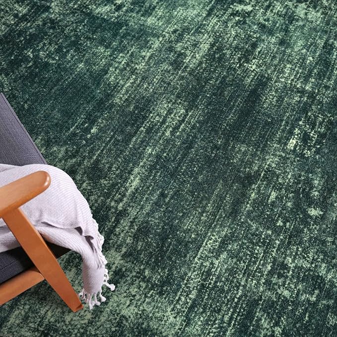 IOHOUZE Abstract Runner Rug 3x18 Ft Washable Runners for Hallways, Non Slip Kitchen Runner Printed Faux Wool Entryway Runner Indoor, Modern Abstract Floor Carpet for Hall Stair, Dark Green