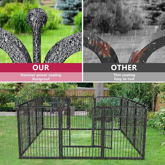 Dog Playpen 32" Height 16 Panels Portable Pet Fence Outdoor for Yard Indoor Dog Pen Outdoor for Medium/Small Animals, Large Pet Puppy Playpen Heavy Duty Pet Fence for RV Camping, Yard