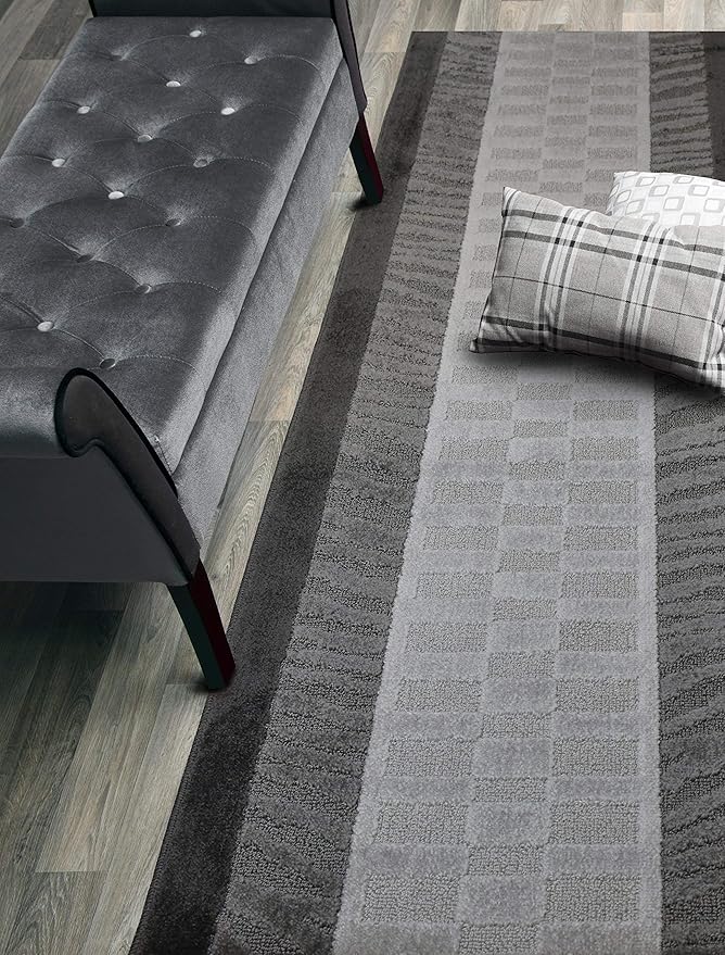 Custom Size Zebra Hallway Runner Rug Slip Resistant Rubber Back, 26 Inch Wide x Your Choice of Length Size, Anthracite, 26 Inch X 25 Feet, Sold and Priced Per Foot