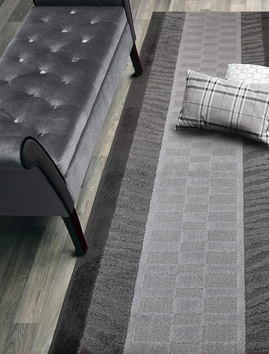 Custom Size Zebra Hallway Runner Rug Slip Resistant Rubber Back, 26 Inch Wide x Your Choice of Length Size, Anthracite, 26 Inch X 21 Feet, Sold and Priced Per Foot