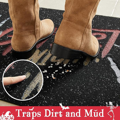 Halloween Door Mat, Halloween Doormat Outdoor Front Door Entrance Absorbent Entry Mat with Non Slip Backing, 17''x30'', Skeleton Hands Black