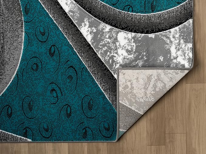 Ultra Soft Area Rug Hand Carved - Modern Abstract Design for Indoor Living Room & Bedroom - Stain Resistant, Easy to Clean - (2'7''x7, Turquoise)