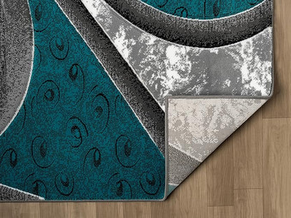 Ultra Soft Area Rug Hand Carved - Modern Abstract Design for Indoor Living Room & Bedroom - Stain Resistant, Easy to Clean - (2'7''x7, Turquoise)