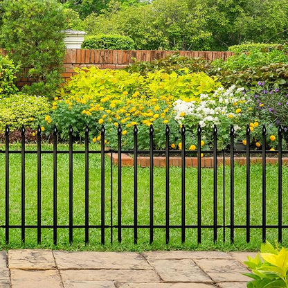 ARIFARO Decorative Metal Garden Fence 24" high x 24" Wide 5 Pack, Animal Barrier for Dog Pet,Border Garden Fencing for Outdoor Patio Lawn Yard Flower Bed