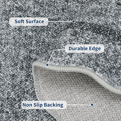 GarveeHome Scalloped Washable Runner Rugs 2x6 Rug Runner Modern Non Slip Kitchen Rugs Indoor Entryway Rug Farmhouse Soft Bath Mat Stain Resistant Carpet for Bedroom Hallway Laundry 2 ft x6 ft Grey