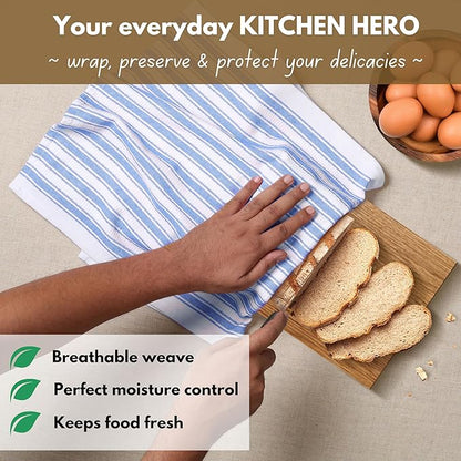 Native Fab Blue Kitchen Dish Towels 16"x26" - Set of 12 - Absorbent Cotton Hand Towels, Restaurant Grade Dish Towels for Quick Drying, Cleaning, Dish Cloths Set with Hanging Loop - Sky Blue