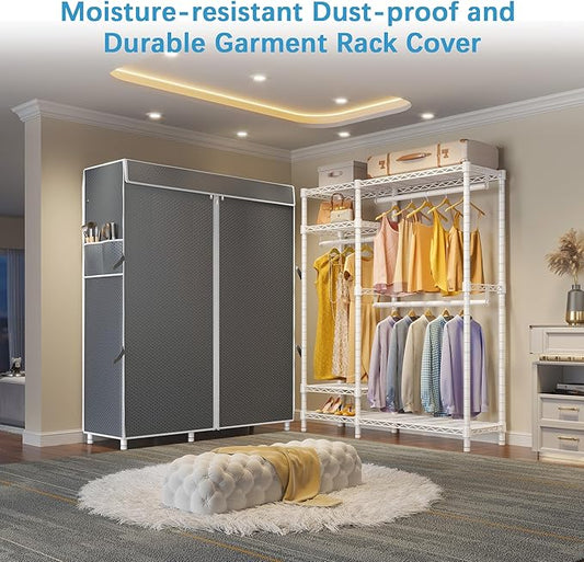 VIPEK V2C Heavy Duty Clothes Rack with Upgraded Polyester Cover, Metal Portable Closet with Adjustable Shelves & Hanging Rods, Freestanding Wardrobe Closet for Bedroom, Max Load 700LBS