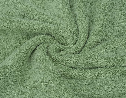 American Soft Linen Luxury 6 Piece Towel Set, 2 Bath Towels 2 Hand Towel 2 Washcloths, 600 GSM 100% Cotton Turkish Towels for Bathroom, Sage Green Towel Sets