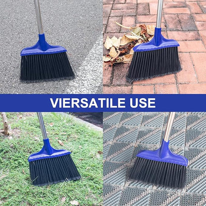 Kefanta 4 Pack Heavy Duty Broom Indoor/Outdoor Commercial Brooms Angle Broom 53 inches for Courtyard Garage Restaurant Lobby Patio Shop Home Kitchen Office Floor