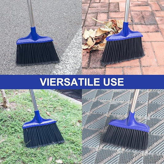 Kefanta 4 Pack Heavy Duty Broom Indoor/Outdoor Commercial Brooms Angle Broom 53 inches for Courtyard Garage Restaurant Lobby Patio Shop Home Kitchen Office Floor