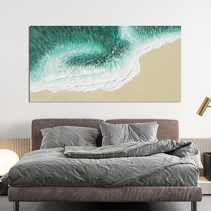 Canvas Wall Art Decor Modern Green Wall Art for Living Room Large Coastal Beach Wall Art Prints White Canvas Art Wall Decor Nature Landscape Artwork for Walls Kitchen Bedroom Office Wall Art Decor 24"X48"