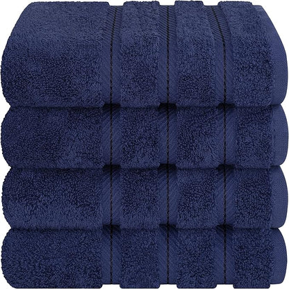 American Soft Linen Luxury Hand Towels for Bathroom, 600 GSM 100% Cotton Turkish 4 Piece Hand Towel Set, 600 GSM Hand Face Towels for Kitchen, Navy Blue Hand Towels