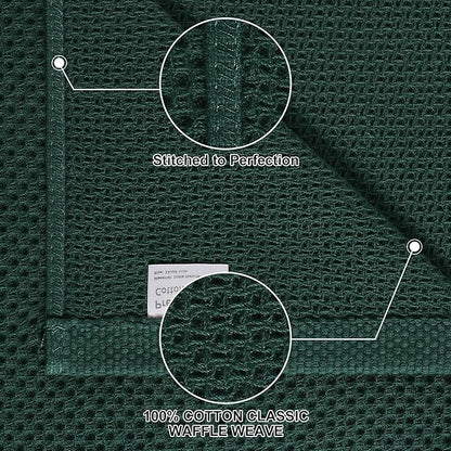 Homaxy 100% Cotton Kitchen Towels and Dishcloths Set, 12 x 12 Inches and 13 x 28 Inches, Set of 12 Bulk Kitchen Towels Set, Ultra Soft Absorbent Dish Cloths for Washing Dishes, Blackish Green
