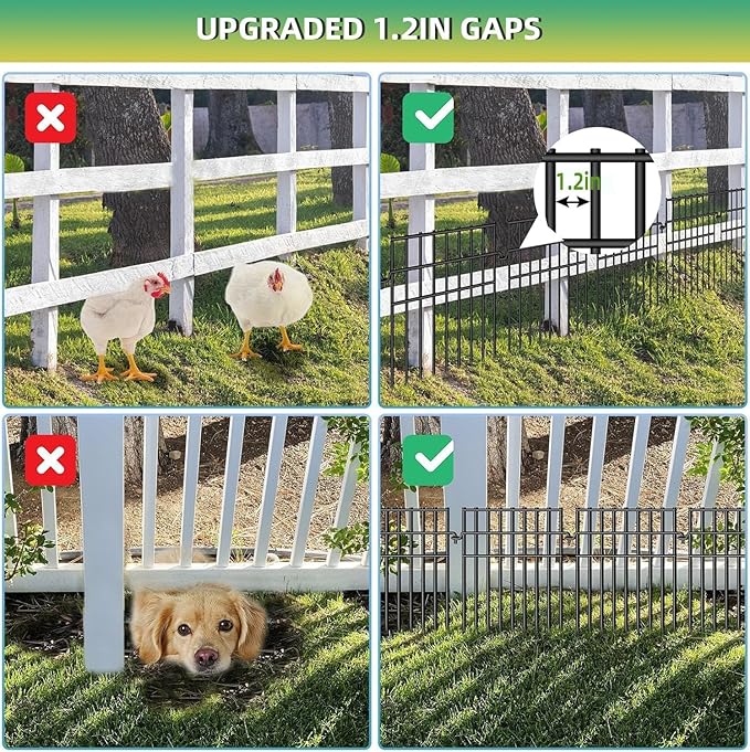 35 Panels Animal Barrier Fence, 13in(H) x 35.5ft(L) Dog Digging Fence Barrier, 1.2 in Gap Anti Dig Garden Edging Border, Rustproof Metal Ground Defense Border for Outdoor