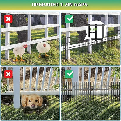 35 Panels Animal Barrier Fence, 13in(H) x 35.5ft(L) Dog Digging Fence Barrier, 1.2 in Gap Anti Dig Garden Edging Border, Rustproof Metal Ground Defense Border for Outdoor