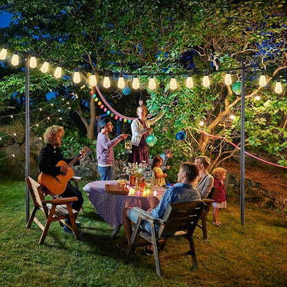 Outdoor String Light Poles, 9FT Metal Patio Light Poles Post for Outside with Fork for Outside Hanging Backyard Garden, Deck Lighting Stand for Parties, Wedding, Halloween Party Decor -2Pack