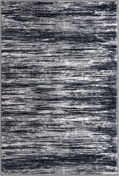 2x3 Modern Abstract Rug for Entryway, Black Super Soft Small Area Rug, Washable Non-Slip Kitchen Rugs, Low-Pile Mat Carpet for Bedside, Indoor Door Mat