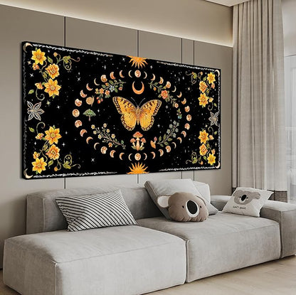 Abstract Wall Art Decor Large Boho Wall Art for Living Room Black Abstract Canvas Art Wall Decor Vintage Flower Wall Art Prints Butterfly Artwork for Walls Bedroom Office Wall Art Decor 24" X 48"