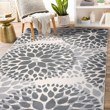 Rugshop Modern Floral Circles Design for Living Room,Bedroom,Home Office,Kitchen Non Shedding Area Rug 10' x 14' Gray
