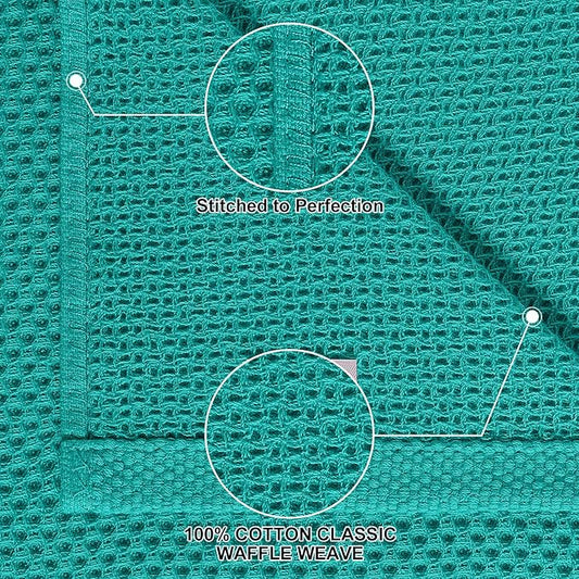 Homaxy 100% Cotton Kitchen Towels and Dishcloths Set, 12 x 12 Inches and 13 x 28 Inches, Set of 8 Bulk Kitchen Towels Set, Ultra Soft Absorbent Dish Cloths for Washing Dishes, Teal